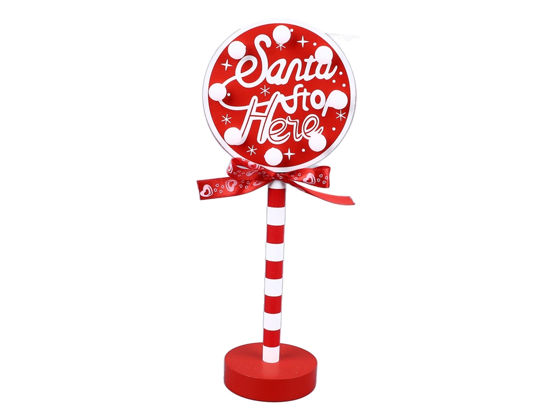 2026-topper De Árbol Navideño Santa Stop Here Con Led Decoración De Metal Y Madera Sólida Redondo 12x8x30.5cm Para Fiesta Navideña