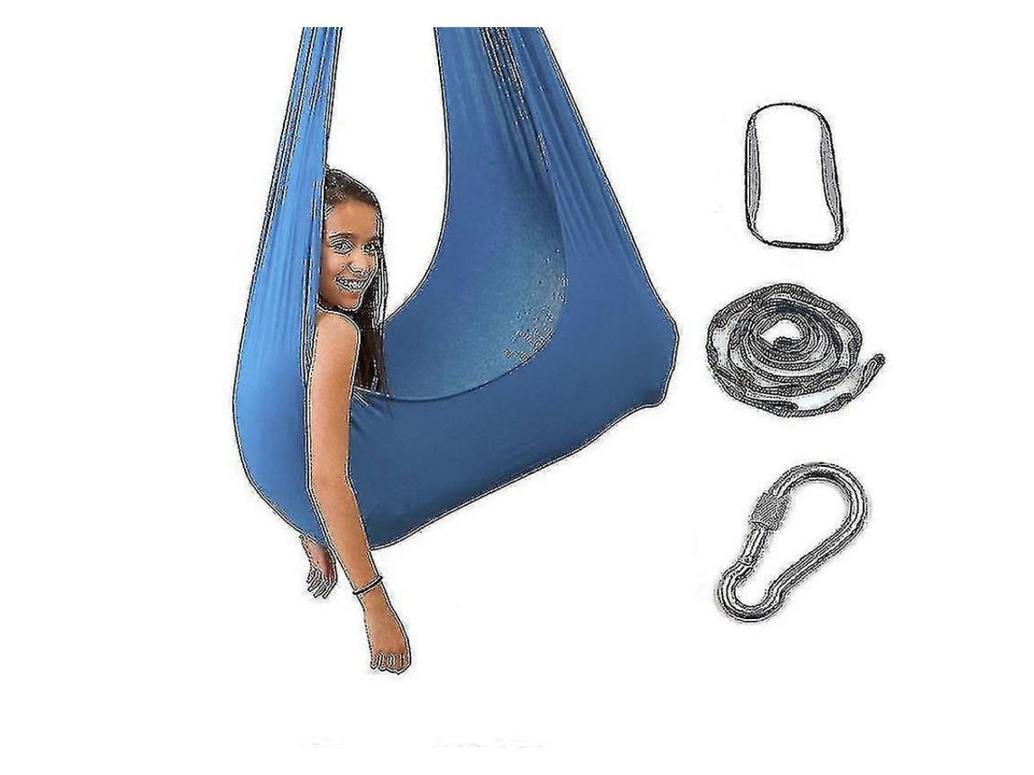 Kit De Gancho Y Hamaca Para Yoga Aéreo Con Materiales Suaves Para Mayor Flexibilidad Y Alivio Del Dolor, 150*280 Cm, Azul.