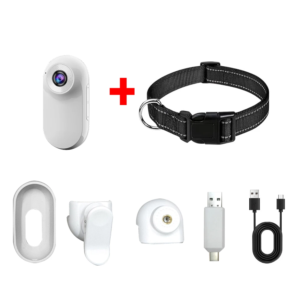 (blanco + Collar - Sin Tarjeta Tf) 1080p Pulgar Mini Cámara Deportiva - Pecho - Video Grabador - Pet Video Grabador