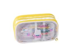Estuche De Lápices Transparente Cute Cartoon Con Gran Capacidad Bolsa De Estuche Minimalista Amarillo