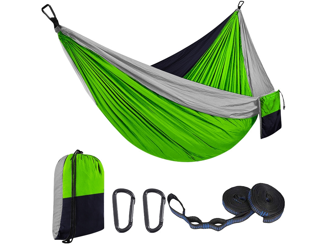 Hamaca Individual Chrui Con 51 Correas Y Mosquetón, 270 X 140 Cm (gris/verde Fruta/azul Marino)