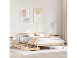 Cama De Matrimonio | Cama Para Adultos | Estructura De Cama Sin Colchón Madera Maciza De Pino 120x190 Cm