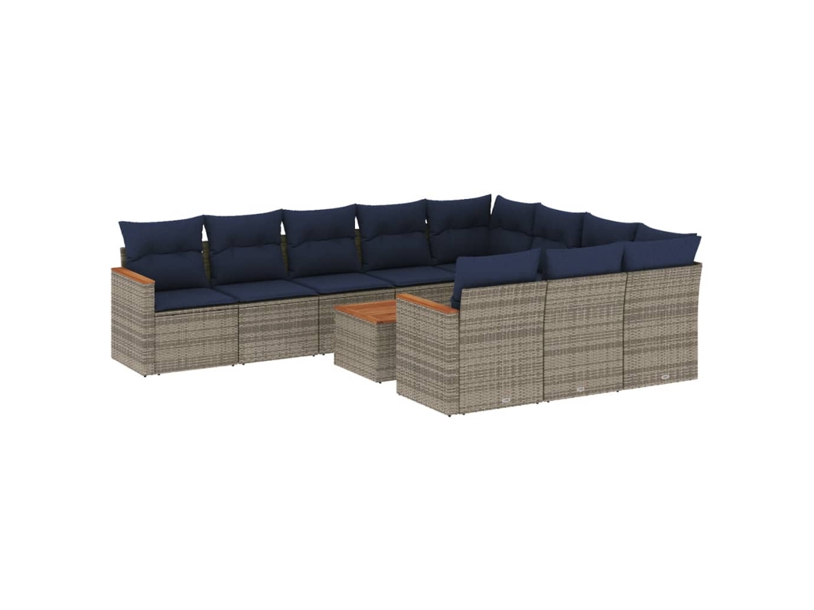 Maison Exclusive - Conjunto De Sofá De Jardín De 11 Piezas Con Cojines, Poliratán Gris