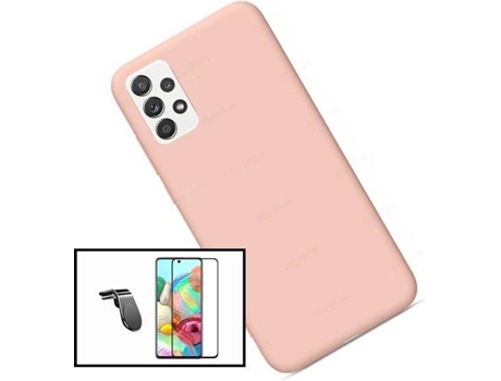 Carcasa + Protector + Soporte Magnético L Safe Driving Samsung Galaxy A52 5G PHONECARE Silicona Liquida Rosa