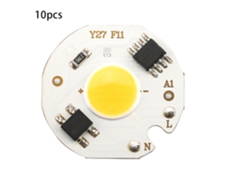 2026-10pcs Fuente De Luz Bombilla Cob Chip Integrado Ic Inteligente Ac220v 3w (cálido)