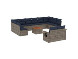 Maison Exclusive - Conjunto De Sofá De Jardín De 13 Piezas Con Cojines, Poliratán Gris