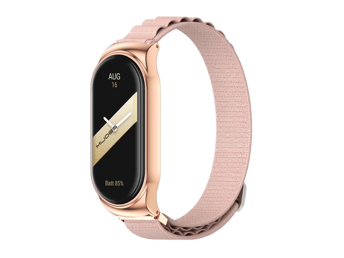 Correa de reloj inteligente para Xiaomi Mi Band 8 Mijobs CS Case Correa de reloj transpirable de nailon (oro rosa rosa)
