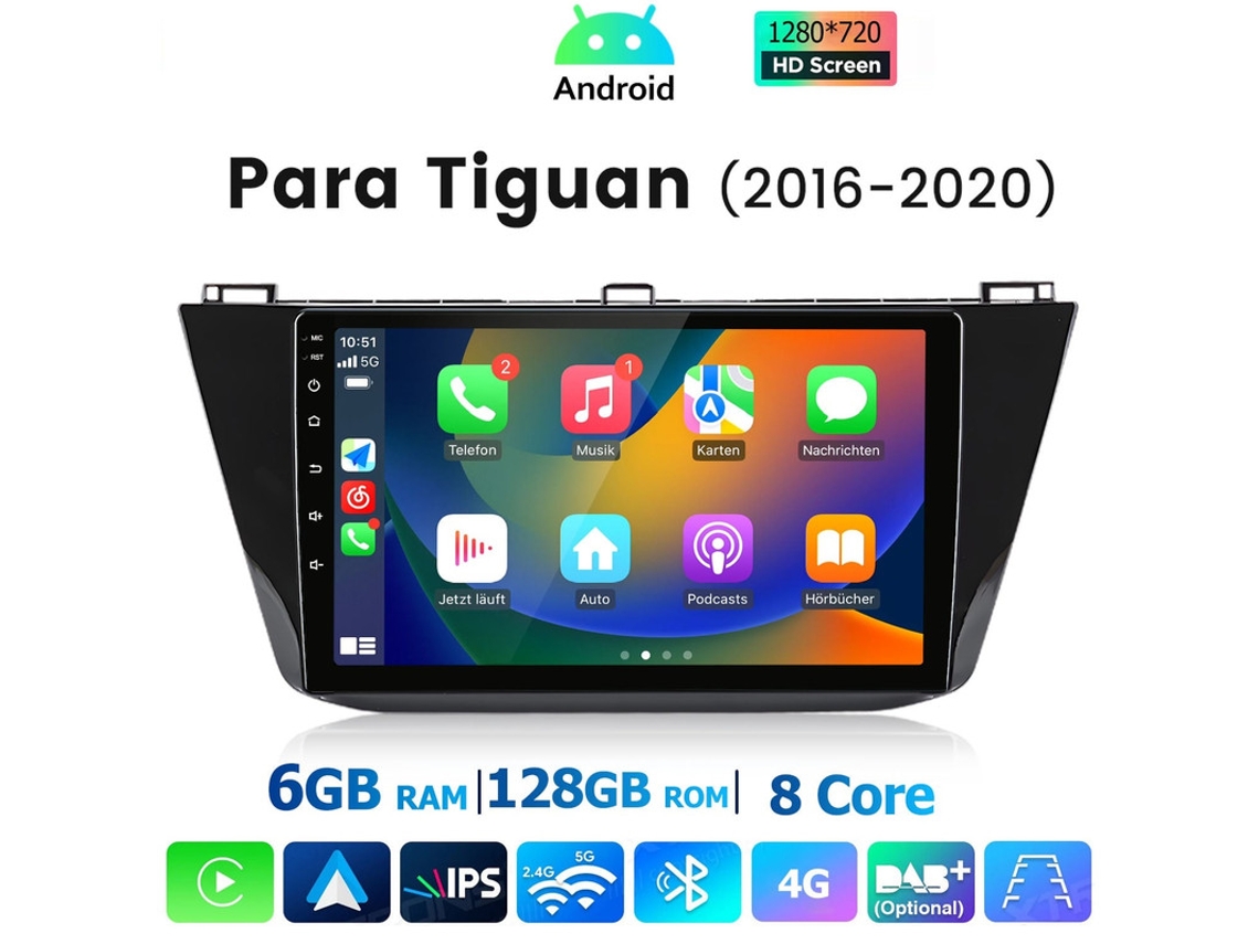 Gps Sistema De Navegação Android Para Vw Tiguan 2016 2020 4g Wi Fi Android Auto Carplay Sem Fios 128gb