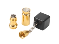Porta-giz portátil 4 em 1 2026rebe para bilhar e snooker, com orifício para a ponta do taco, dourado/preto.
