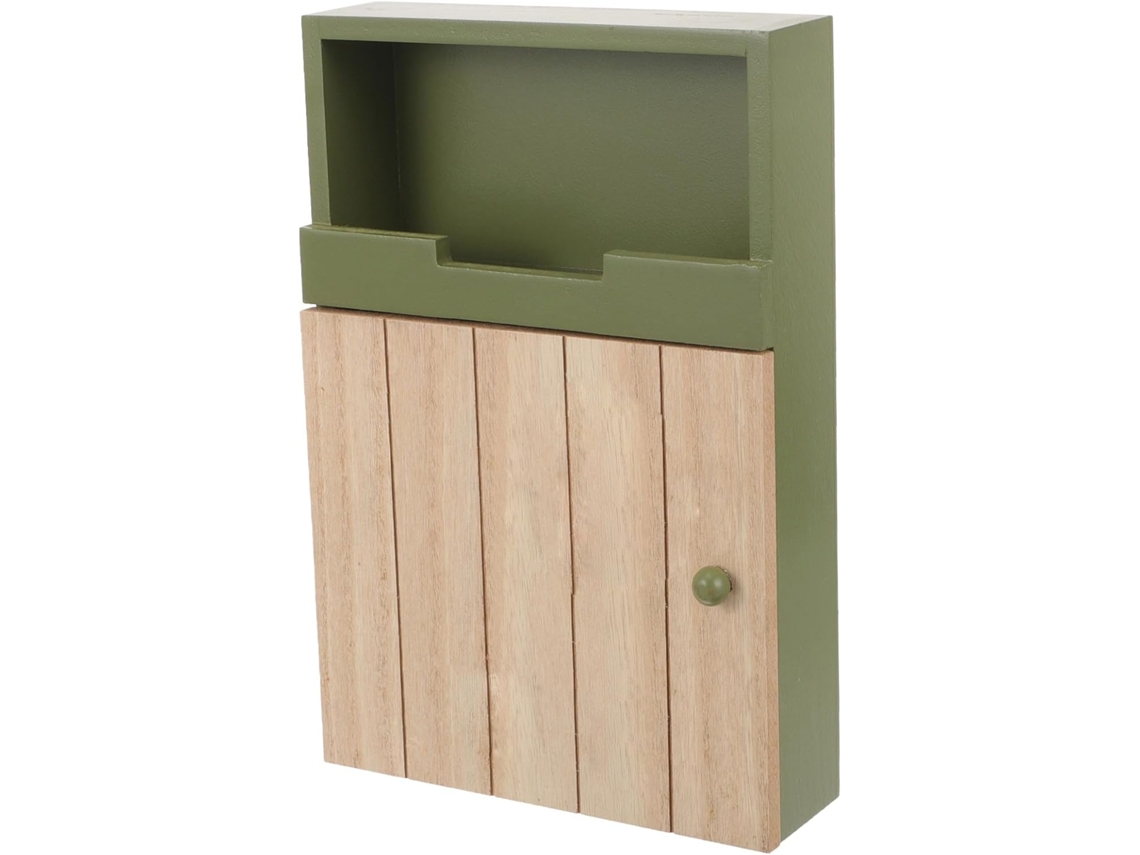 Caja de llaves multifuncional para montaje en pared, 25x15 cm, fabricada en MDF verde oscuro. SFUSHOS