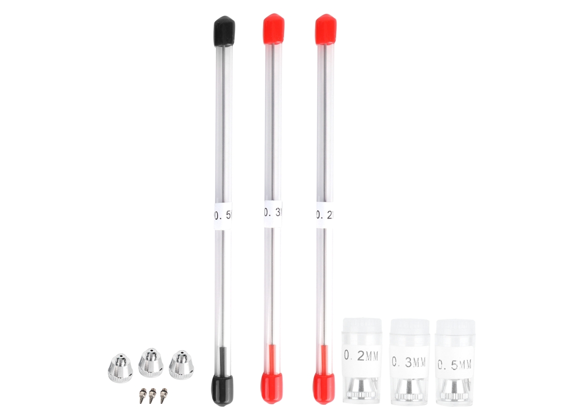 Kit De Repuesto Con Boquilla, Aguja Y Tapa Para Aerógrafo De Acero Inoxidable De 0,2/0,3/0,5 Mm.