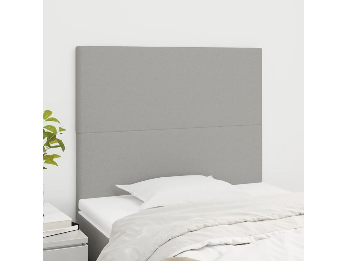 Cabeceros 2 unidades de tela gris claro 90x5x78/88 cm