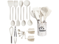 18 Utensilios De Cocina De Silicona Antiadherentes Resistentes Al Calor Blanco Gertiz