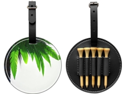 Estuche metálico negro para tees de golf, fácil de transportar, sin marca.