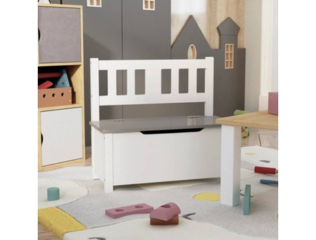 Banco de almacenamiento para niños VIDAXL Blanco Tablero DM (60x30x55 cm)