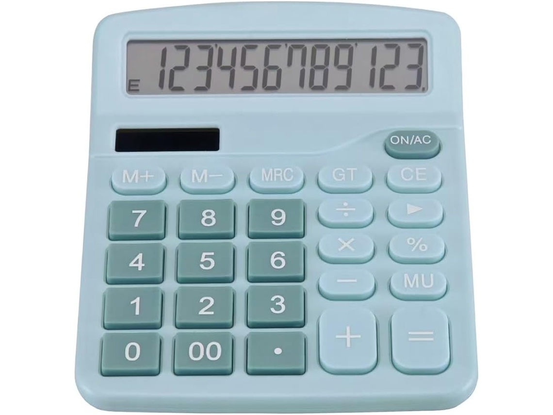 Calculadora solar de escritorio, 12 dígitos, pantalla grande, modelo 837 azul. Sfushos