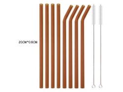 Juego de 8 pajitas reutilizables de vidrio de borosilicato, colores surtidos, para cócteles, batidos o té de burbujas, color ámbar Aeuzwr