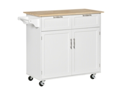 Carrito de cocina con ruedas, 2 cajones, 2 puertas, estante ajustable 104x46x91 cm Blanco PMM CAPITALI