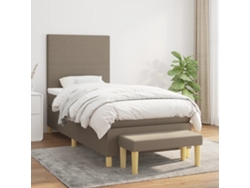 Estructura De Cama Con Muelles/Colchón 90X200 Cm Tela Gris-Marrón