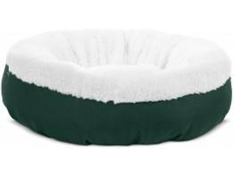 Cama Redonda para Perros y Gatos GAUTY Tela Impermeable y pelo (Blanco y Verde - 57 cm)