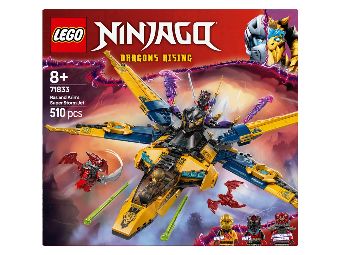 LEGO NINJAGO: Jato de Supertempestade do Ras e do Arin – Set de construção com 3 minifiguras (510 peças)