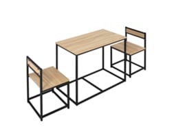Conjunto De Mesa De Comedor 3 Piezas Con 2 Sillas, Mesa De Cocina Para 2 Personas, Ideal Para Espacios Pequeños, Roble