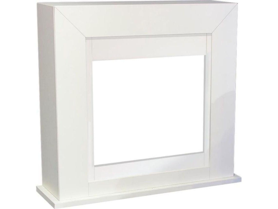 Xaralyn Adra Marco de madera MDF de estilo moderno para chimenea eléctrica, Blanco