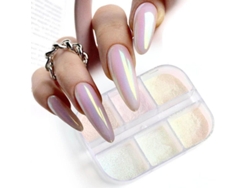 Polvo Para Uñas Chrome Pearl Con Efecto Holográfico Y Purpurina Para Decoración De Uñas 6 En 1