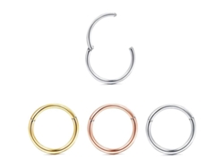 3 Anillos De Acero Quirúrgico De 18g Con Cierre A Presión Para Piercings De Nariz, Tragus, Hélix Y Cartílago.