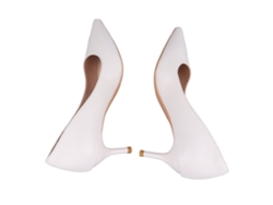 Elegantes Zapatos De Tacón Alto Beige Con Punta Cerrada En Piel Sintética, Ideales Para Bodas Y Fiestas, Talla 38.