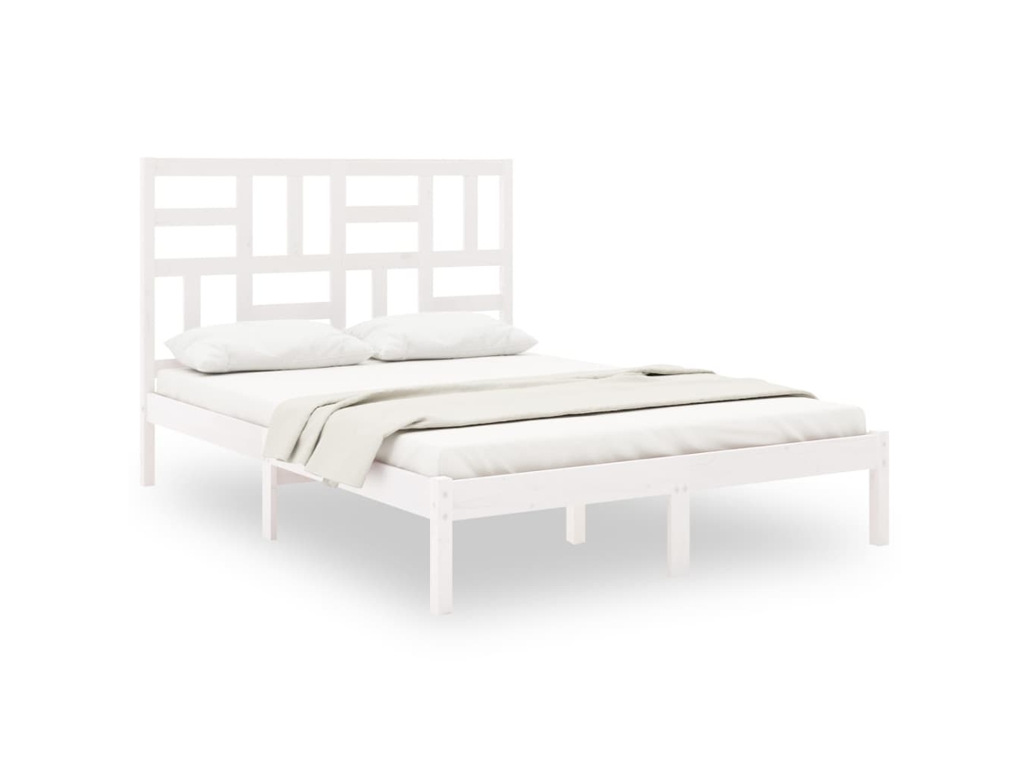 Maison Exclusive - Estructura De Cama Sin Colchón Madera Maciza Blanco 140x190 Cm