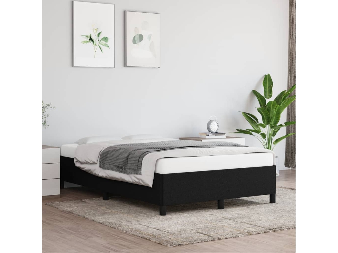 Estructura De Cama Sin Colchón Tela Negro 120x190 Cm