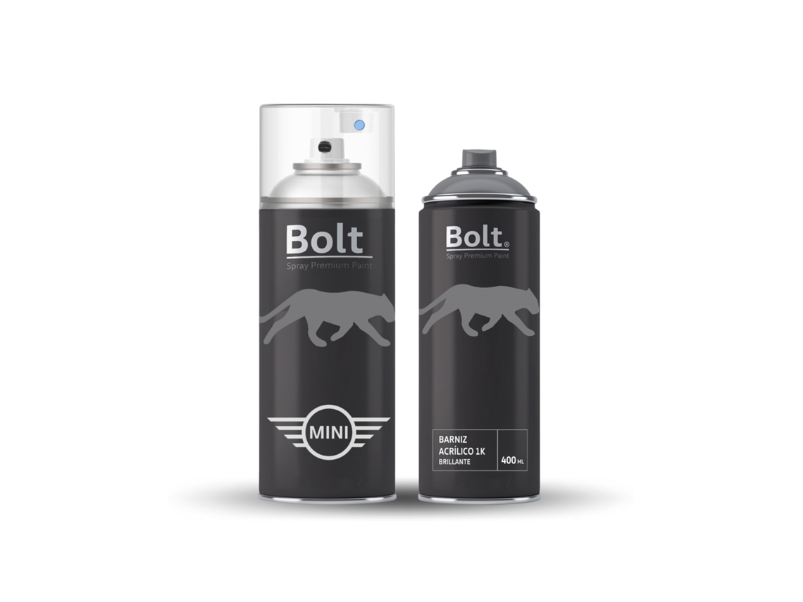 Envase de pintura en aerosol bicapa para barniz metalizado Mini 1k 400 ml Bolt Spray Premium Paint (a94/wa94 Efecto Negro Medianoche)
