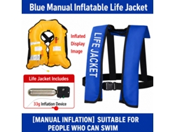 Chaleco Salvavidas Inflable Manual Azul Portátil Para Pesca Náutica Y Seguridad En Viajes En Barco