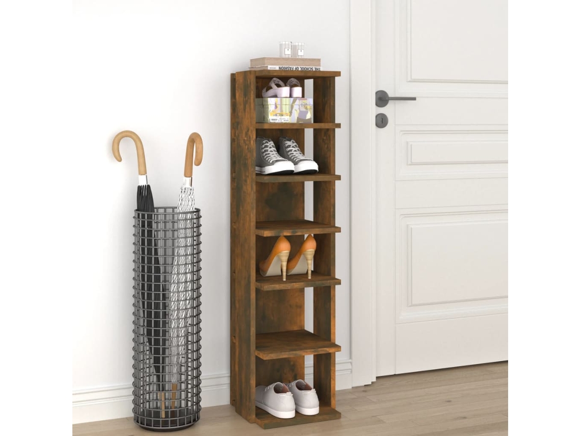 Zapatero Organizador en Derivados de Madera Roble Ahumado 27,5X27X102 Cm