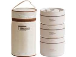 Fiambrera Térmica De Acero Inoxidable 304 De 420 Ml X 2/550 Ml Con Bolsa Aislante Color Beige DIGITALLAB