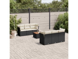 Conjunto de sofá de jardín de 7 piezas con cojines de mimbre negro de DKD Home Decor