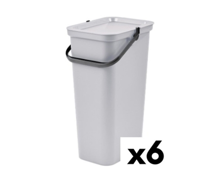Cubo de Basura para Reciclaje TONTARELLI Moda 24 L Blanco (6 Unidades)