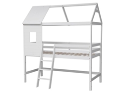 Cama Cabaña Infantil Con Altillo 190x90cm Blanco Margot