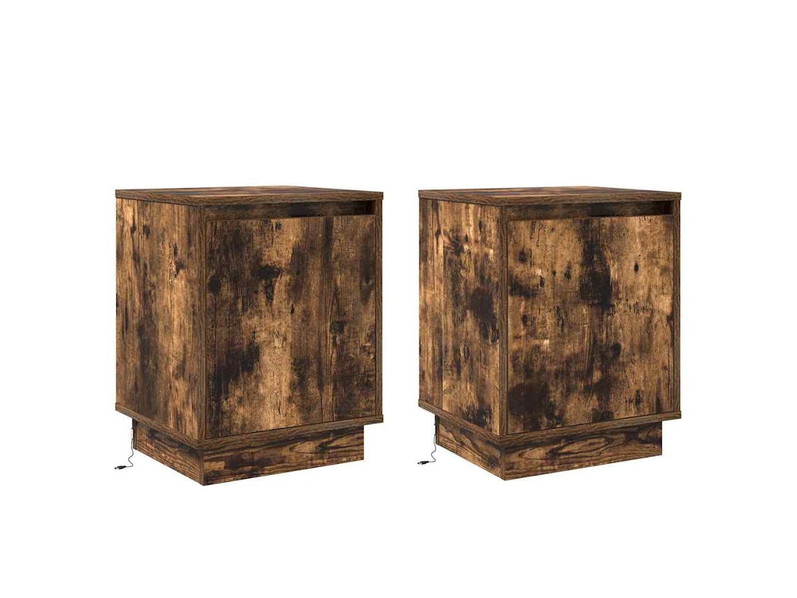 Maison Exclusive - Armario De Noche Con 2 Pcs Roble Ahumado 39 X 34.5 X 50 Cm