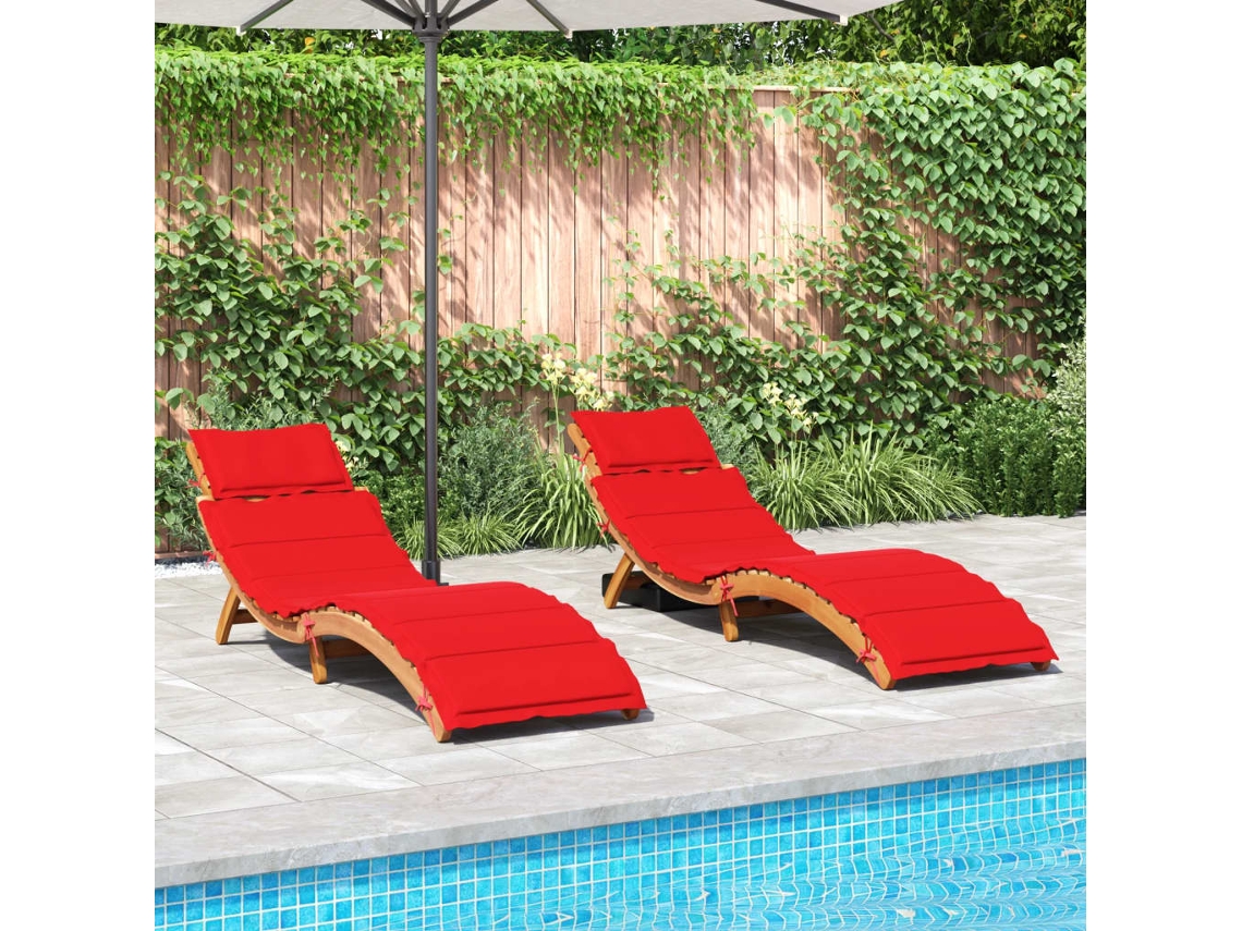 Tumbonas con cojines 2 uds. Madera maciza de acacia roja Lovely Home