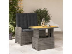 Conjunto de comedor de jardín de 2 piezas DKD Home Decor con cojines de mimbre gris