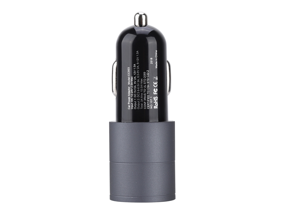 Cargador De Coche (dual Usb Quick Charge Qc3.0) Cargador De Coche Dual Usb De Metal Quick Charge Qc3.0
