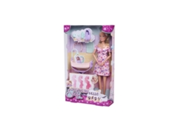 Muñeca Smoby Steffi Love Future Mom, accesorios para chupete de bebé embarazada, ombligo plateado (29 cm)