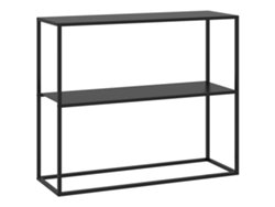Mesa consola, escritorio de entrada industrial minimalista, 2 estantes, 90 x 30 x 75 cm, acero negro, OTROS