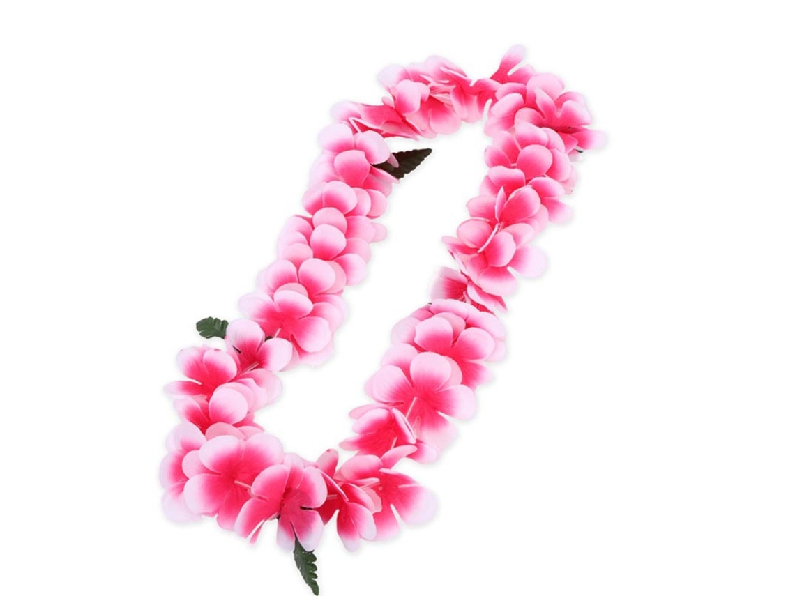 Collar Hawaii fucsia y blanco de 55 cm