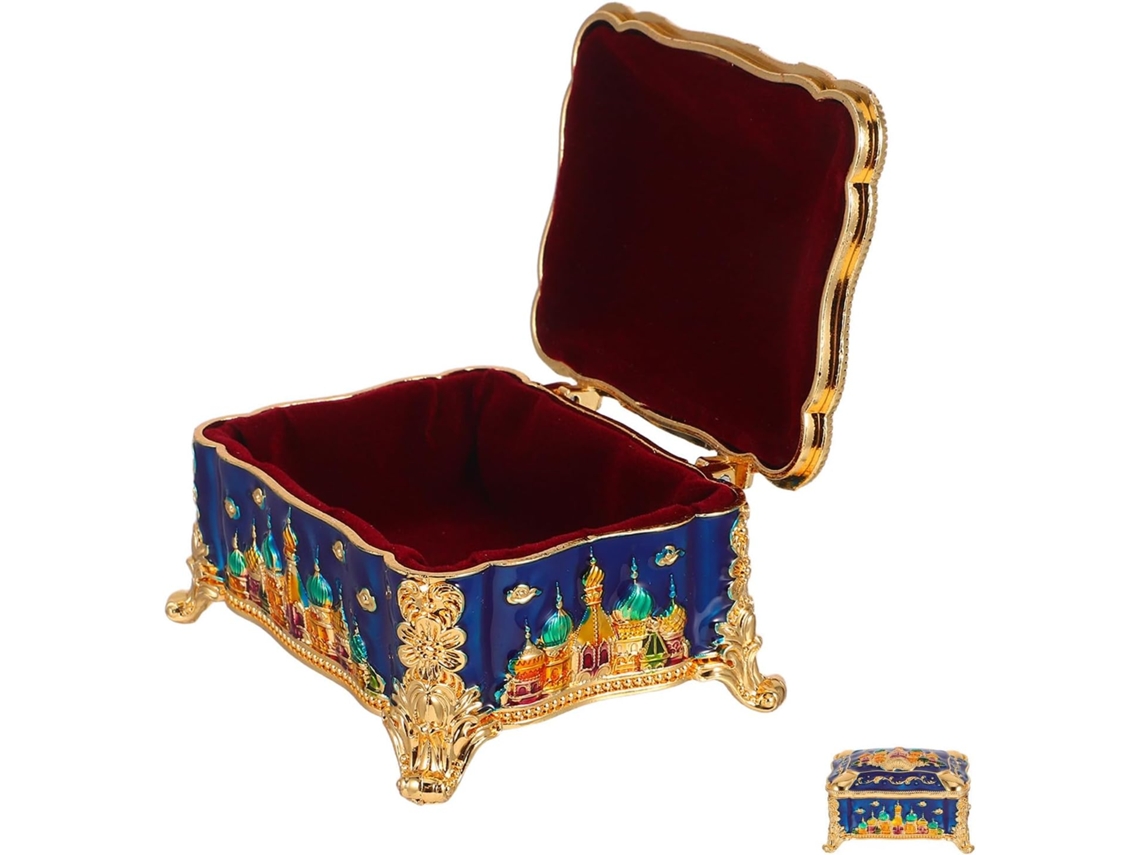 Caja De Joyería Vintage De Metal Esmaltado Nuobesty, Estilo Castillo Europeo, Pequeña Caja De Joyería Retro
