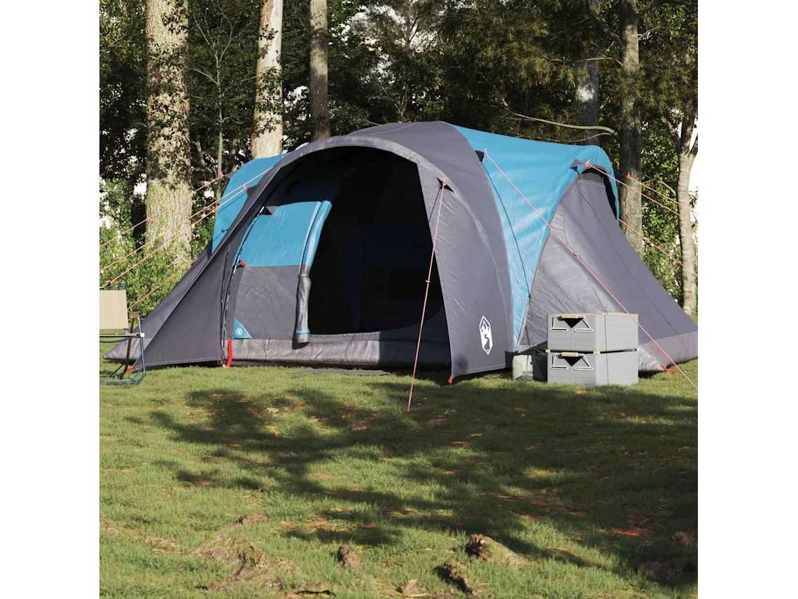 Tienda de campaña tipo domo familiar para 6 personas, impermeable, azul.