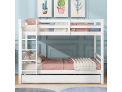 Litera 2x140x200cm Con Cama Nido 90x190cm - Con Barandilla Y Escalera - Blanco