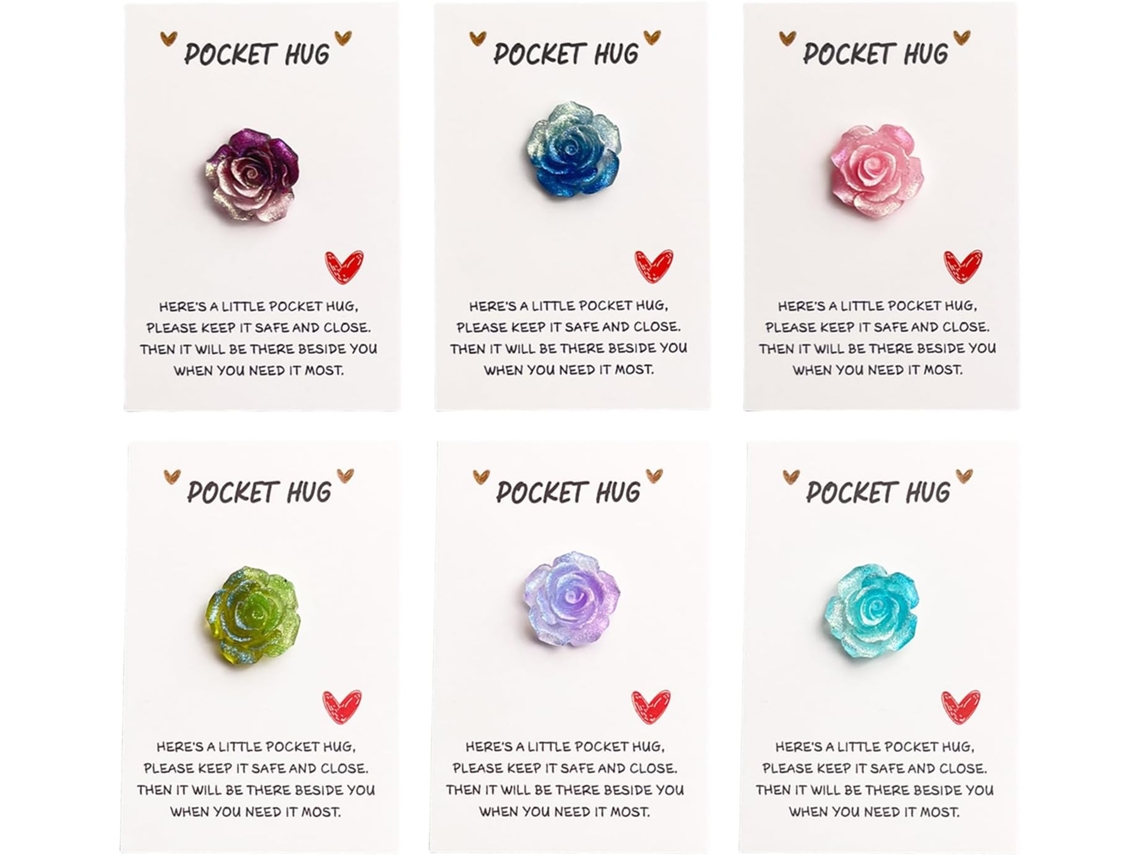 Abrazos de bolsillo para amigos, tarjeta de amor con flores para llevar en el bolsillo, regalo romántico, 6 unidades, Vayotoy